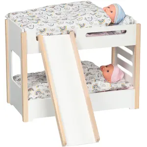 Goki lit superposé de poupée en bois avec toboggan pas cher