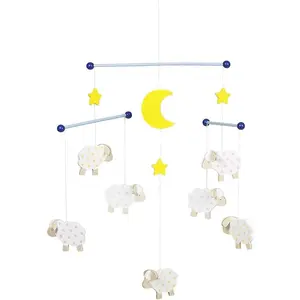 Mobile en bois - Goki - Petits moutons - Mixte - Bébé - Jaune pas cher