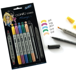 Comparateur de prix : Copic Marqueur à alcool double-pointe Ciao Set manga 5 couleurs n° 1 + Multiliner
