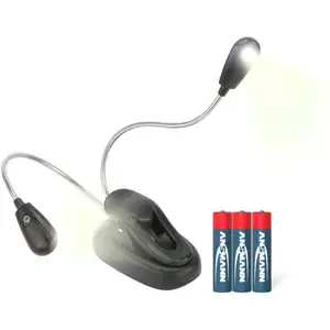 Comparateur de prix : Liseuse - ANSMANN - Lampe à double LED - 2 cols cygne - 25 lumens - Pince de fixation
