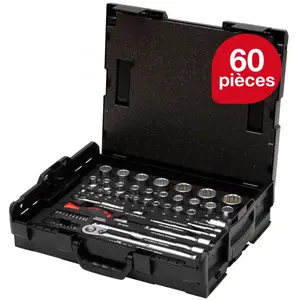 Comparateur de prix : Jeu de douilles-embouts - WIHA - 44685 - 60 pcs - 1/4 et 1/2 - 395 mm