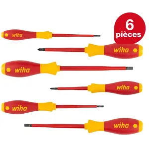 Comparateur de prix : Wiha Jeu de tournevis SoftFinish electric Fente, Phillips 6 pcs (00833)