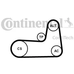Jeu de courroies trapézoïdales à nervures 5PK1125K1 Contitech 5PK1125K1 pas cher