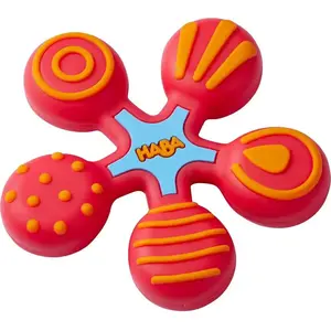 Haba jouet à mordre Star junior 8 x 8 cm silicone rouge/orange pas cher