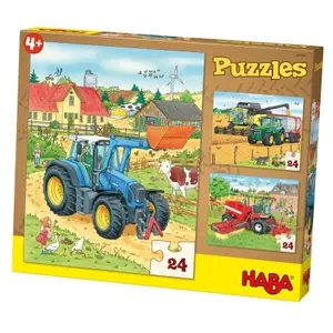 Comparateur de prix : Puzzle Tracteur & Cie - HABA - 3 x 24 pièces - Pour enfants de 4 ans et plus