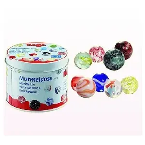 Jeu de billes - HABA - Boîte de billes - 42 billes en verre - 2 billes en métal pas cher