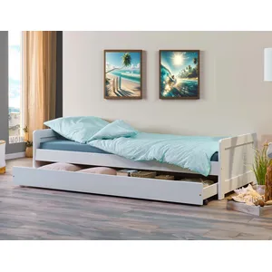 PARIS PRIX Inter Link Lit-sofa SURF 90x200 incl. sommier à lattes Blanc Bois massif
