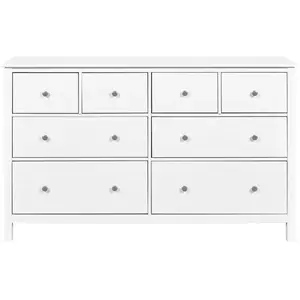 Commode 8 tiroirs 160x39,5x96 cm en pin blanc - CHILOM pas cher
