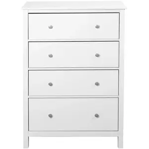 Commode 4 tiroirs 82x39,5x120 cm en pin blanc - chilom pas cher