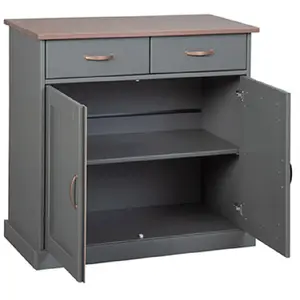 Comparateur de prix : Interlink Buffet bas 2 portes 2 tiroirs en bois massif LUNA gris/sépia Taille unique