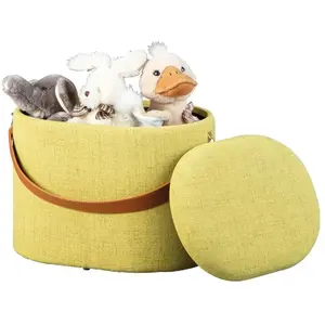 Comparateur de prix : Inter Link Maisonetstyles Pouf Avec Rangement 42x30x36 Cm En Tissu Jaune - Dilia