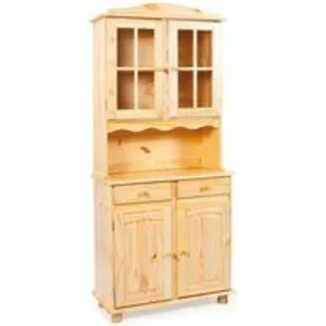 Interlink Inter Link Vaisselier Bahut Buffet haut rustique Pin massif vernis naturel pas cher