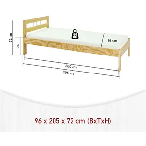 Inter Link Maisonetstyles Lit 90x200 Cm En Pin Massif Naturel - Caro pas cher