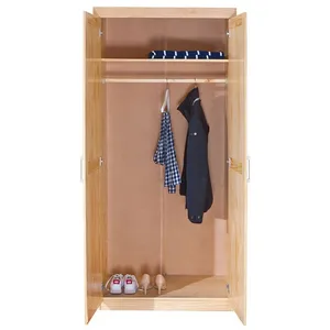 Inter Link Armoire 2 portes pin massif clair Nolene 95 cm pas cher