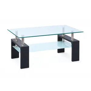 UB DESIGN 3S. x Home Table Basse 2 Plateaux en Verre Securit et Métal Chromé RESILTY pas cher