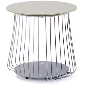 Inter Link Table d'appoint verre gris et pieds métal chromé Raya D 50 cm pas cher