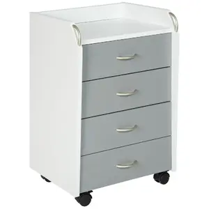 Comparateur de prix : Interlink Maisonetstyles Caisson À Roulettes 4 Tiroirs 40x36x65 Cm Blanc Et Gris