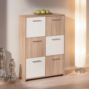 Comparateur de prix : Inter Link Bahut de 6 casiers de rangement en bois 77x30 cm Blanc et Naturel VENEZIA