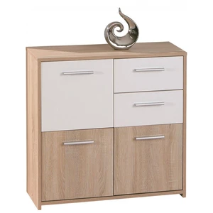 Comparateur de prix : Inter Link 3S. x Home Bahut 5 rangements Bois 77x30 cm Blanc et Naturel VENEZIA