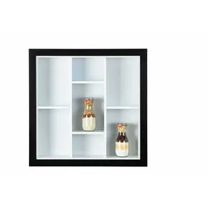 Comparateur de prix : Interlink Maisonetstyles Etagère Murale 7 Niches 66,5x13,7x66,5 Cm Noir Et Blanc