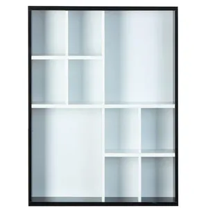 Comparateur de prix : Interlink Etagère murale April en noir et blanc fait de MDF à 10 compartiments.