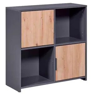 Inter Link Pepeto bibliothèque 2 portes, 2 tablettes gris, Artisan chêne décor. pas cher