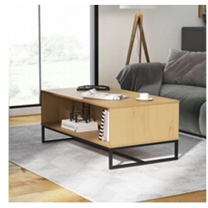 Inter Link Vivo table basse 1 tablette chêne décor,noir. pas cher
