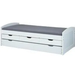 3S. x Home Lit en Pin Massif 90x190 ULLI Blanc pas cher