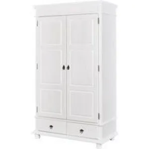 Comparateur de prix : Inter Link Armoire 2 portes 2 tiroirs pin massif vernis blanc Kanty