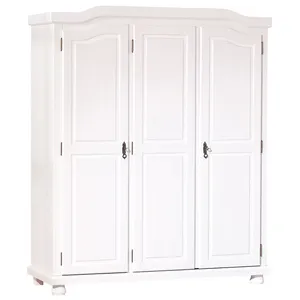 Inter Link Armoire 4 étagères style Campagne en Pin Massif Blanc KAMPANIA