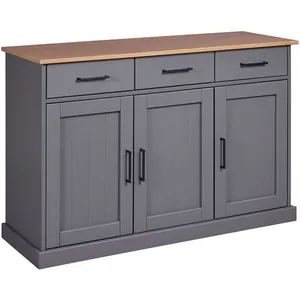 Comparateur de prix : Inter Link Commode 3 portes et 3 tiroirs Oak Colori Bois massif Chêne gris laqué