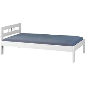 LINKS Cadre de lit Fana 96x206x72h pin massif peint à l'eau blanc - Inter Link pas cher