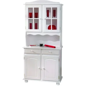 Comparateur de prix : Inter Link Vaisselier 4 portes 2 tiroirs pin massif vernis blanc Brito 88 cm
