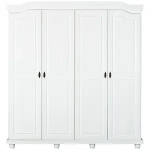 Comparateur de prix : Interlink Armoire isny design rustique 4 portes - penderies bois massif fsc vernis blanc