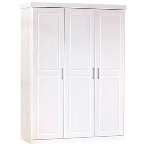 Comparateur de prix : Dmora Armoire 3 portes pin massif vernis blanc Kantus 140 cm