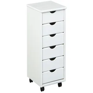 Comparateur de prix : Inter Link Caisson de bureau 6 tiroirs bois massif vernis blanc Rubi