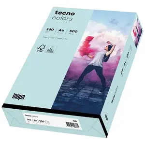 inapa Tecno Colors Lot de 250 feuilles de papier coloré Bleu clair Format A4 160 g/m² pas cher