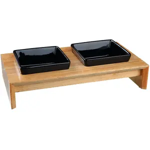 Comparateur de prix : Trixie Trixie Set Écuelles 2 × 0,4l Noir Pour Chien 36 × 19 × 7cm