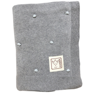 Kaiser Plaid bébé KNOTS coton bio grey/knots light blue pas cher