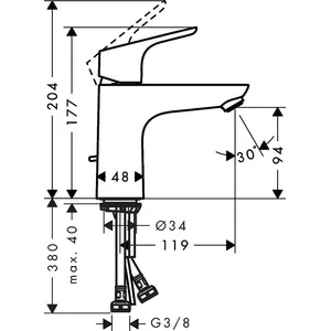 Mitigeur lavabo Focus 100 Eco C3, avec tirette et vidage chromé Hansgrohe pas cher