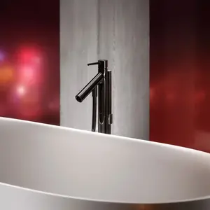 hansgrohe Mitigeur baignoire monocommande Axor Starck A 156 mm, sol, avec poignée à goupille, bleu poli