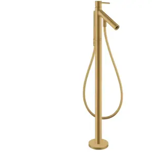 hansgrohe Mitigeur monocommande baignoire Axor Starck A 156 mm, sol, avec poignée à broche, finition or optique