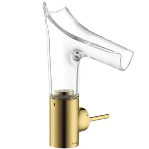 hansgrohe Axor Starck V Mitigeur lavabo 140 mm verre, sans garniture, optique or poli