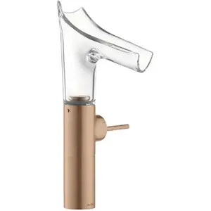 hansgrohe Axor Starck V 220 m Mitigeur lavabo monocommande verre, ensemble vidage, brossé or rouge
