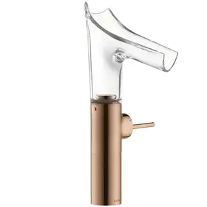 hansgrohe Mitigeur lavabo monocommande Axor Starck V 220 mm verre, sans garniture, or poli rouge