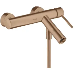 hansgrohe Mitigeur bain monocommande Axor Starck AP, A 200 mm, avec poignée à broche, brossé or rose