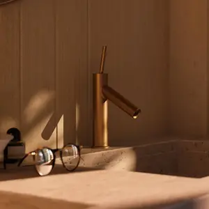 hansgrohe Mitigeur monocommande lavabo 90 Axor Starck A 112 mm, avec poignée à broche, sans vidage, bronze mat pas cher