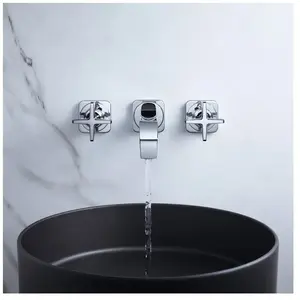 Hansgrohe Axor - Set de finition mél lavabo mural 3 trou s, bonde à écoulement libre chroméé pas cher