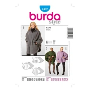 Burda B7422 Patron de Couture Cape 19 x 13 cm, 36-50
