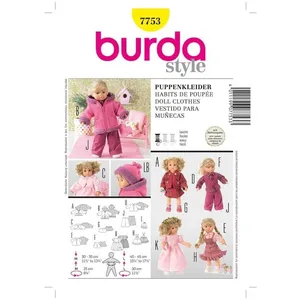 Burda B7753 Patron de Couture Habits de Poupée 19 x 13 cm